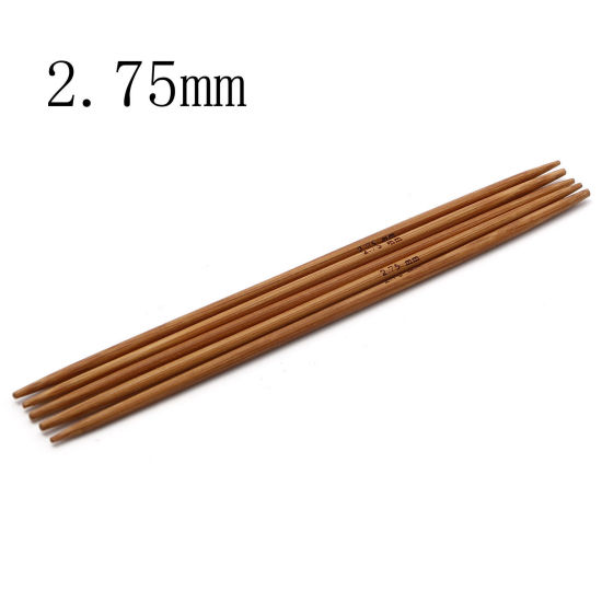 Image de (US2 2.75mm) Aiguilles à Tricoter Double Point en Bambou Naturel Brun 13cm Long, 5 Pièces