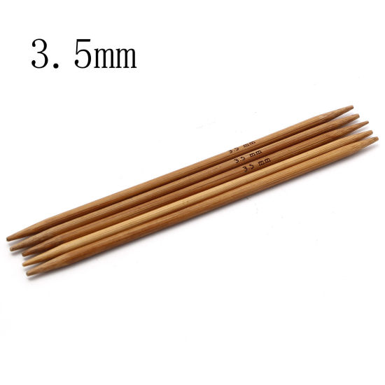 Image de (US4 3.5mm) Aiguilles à Tricoter Double Point en Bambou Naturel Brun 13cm Long, 5 Pièces