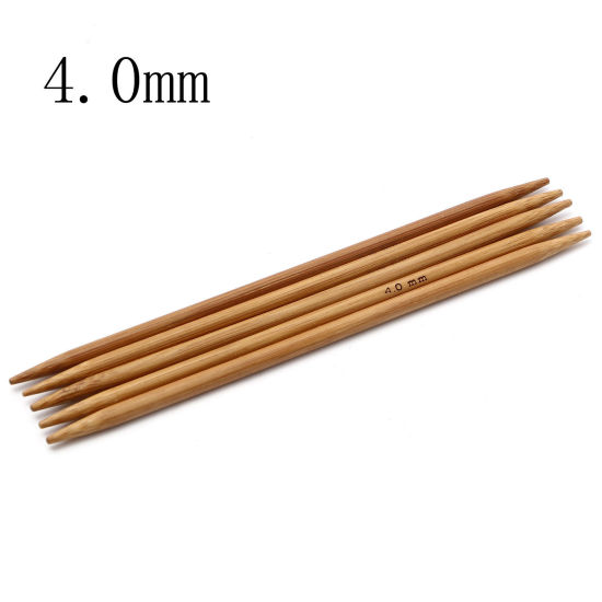 Image de (US6 4.0mm) Aiguilles à Tricoter Double Point en Bambou Naturel Brun 13cm Long, 5 Pièces