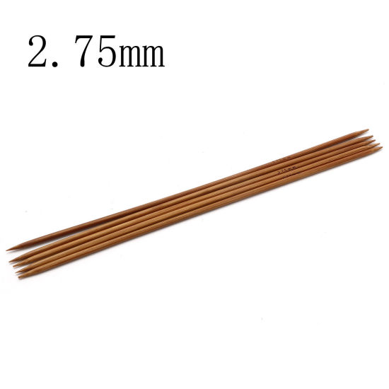 Image de (US2 2.75mm) Aiguilles à Tricoter Double Point en Bambou Naturel Brun 20cm Long, 5 Pièces