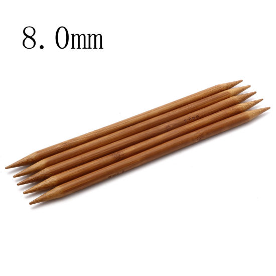 Image de (US11 8.0mm) Aiguilles à Tricoter Double Point en Bambou Naturel Brun 20cm Long, 5 Pièces