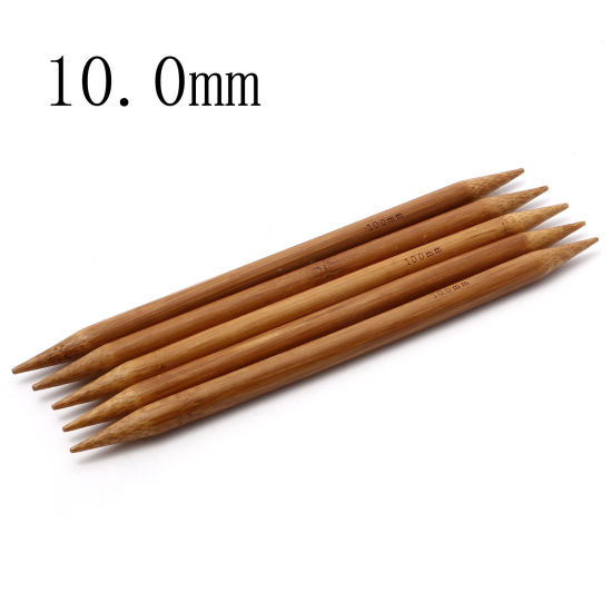 Image de (US15 10.0mm) Aiguilles à Tricoter Double Point en Bambou Naturel Brun 20cm Long, 5 Pièces