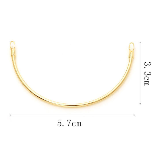 真鍮 コネクター リアルゴールドメッキ 円弧 5.7cmx 3.3cm、 1 個 の画像