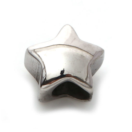Image de Perles en 304 Acier Inoxydable Etoile Argent Vieilli 11mm x 11mm, 1 Pièce