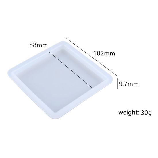 Image de Moule en Silicone pour DIY Dessous de Verre en Silicone Rectangle Blanc 10.2cm x 8.8cm, 1 Pièce