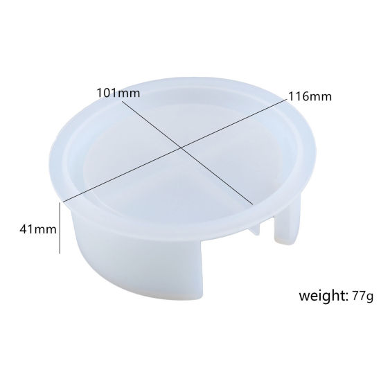 Image de Moule en Silicone pour DIY Dessous de Verre en Silicone Rond Blanc 11.6cm x 10.1cm, 1 Pièce