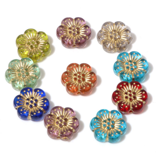 Image de Perles en Acrylique Collection Végétale Couleur au Hasard Fleur 13mm x 12mm, Trou: env. 1.2mm, 10 Pcs