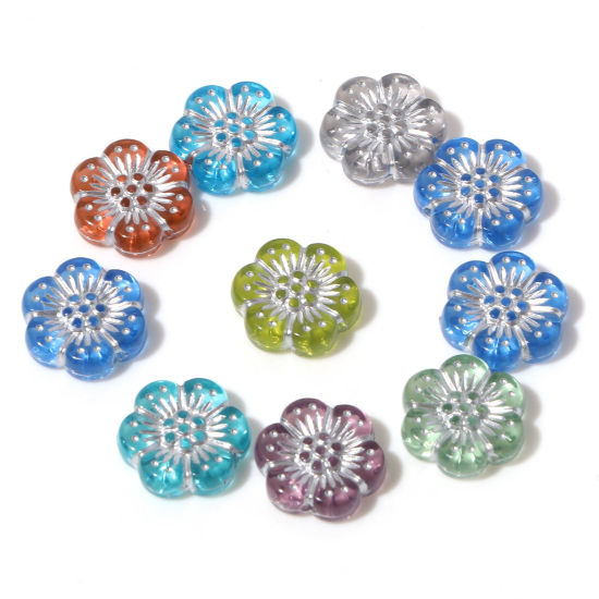 Image de Perles en Acrylique Collection Végétale Couleur au Hasard Fleur 13mm x 12mm, Trou: env. 1.2mm, 10 Pcs