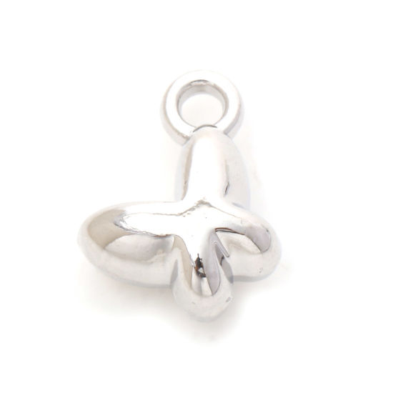 Immagine di Lega di Zinco Insetto Charms Farfalla Tono Argento 3D 9mm x 9mm , 10 Pz