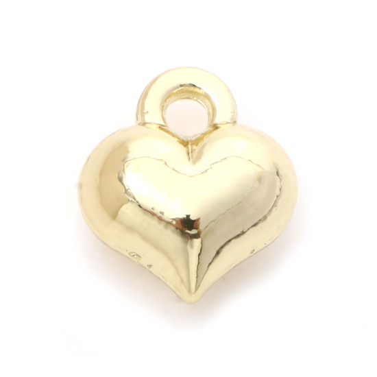 Immagine di Lega di Zinco San Valentino Charms Cuore Oro Placcato 3D 9mm x 8mm , 10 Pz