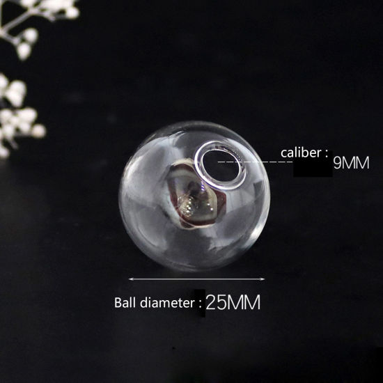 Image de Fiole Globe en Verre pour Boucle d'Oreille Collier 1 Trou Balle Transparent 25mm Dia, 5 Pcs