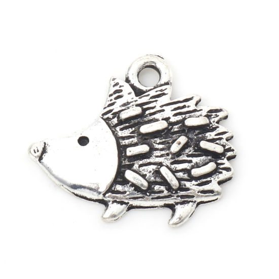 Image de Breloques en Alliage de Zinc Hérisson Argent Vieilli 18.5mm x 15.5mm, 30 Pcs