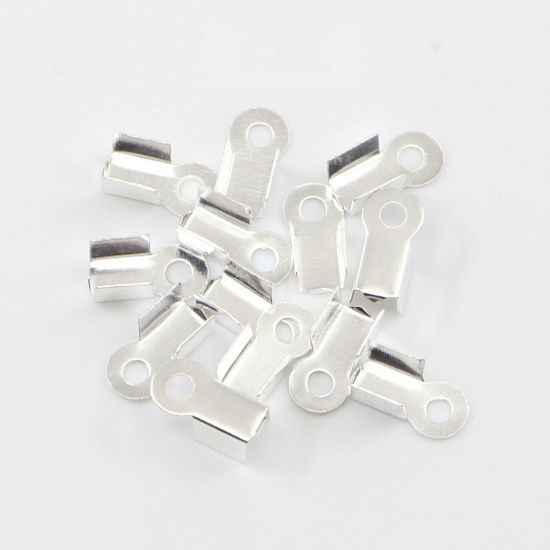 Image de Embouts Sertissage Perles Cordon pour Collier Bracelet en Alliage de Fer Rectangle Argenté ( pr Cordons: 2.5mm ) 6mm x 3mm, 200 Pcs