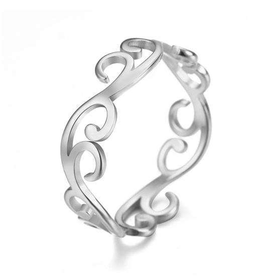 Image de Bagues Non Ajustable en 304 Acier Inoxydable Argent Mat Branches d'arbre Creux 18.1mm (Taille d'US 8) , 1 Pièce