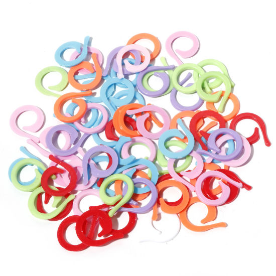 Image de Marqueur de Maille en Plastique Spiral Couleur au Hasard 20mm x 17mm, 100 Pcs