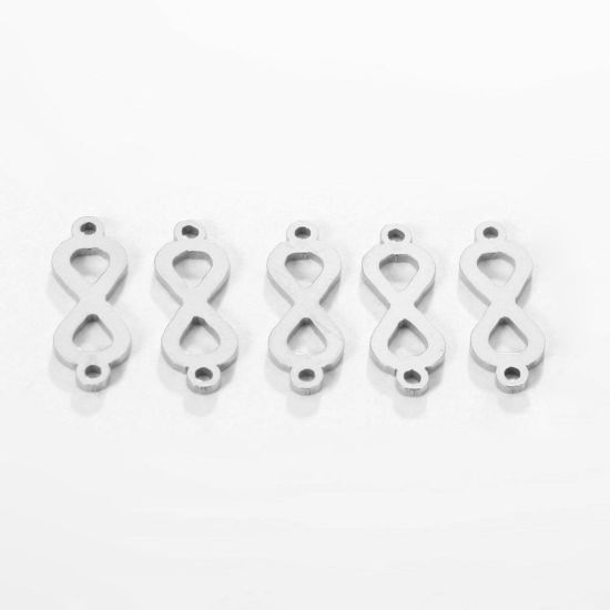 Image de Breloques en 304 Acier Inoxydable Symbole"Infini" Argent Mat Creux 19.5mm x 6.7mm , 5 Pcs