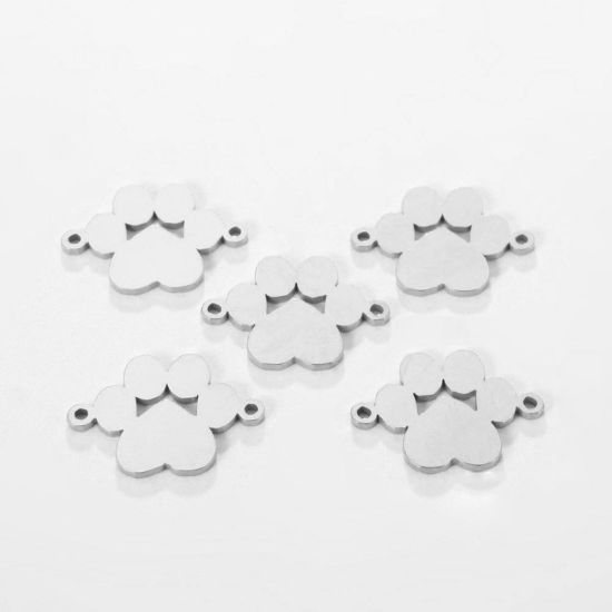 Image de Breloques en 304 Acier Inoxydable Paume de Ours Argent Mat Creux 20.6mm x 15.7mm , 5 Pcs