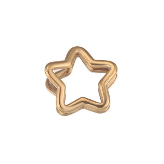 Immagine di 5 Pz 304 Acciaio Inossidabile Charms Stella a Cinque Punte Placcato Oro 18K Ritorto 15mm Dia.
