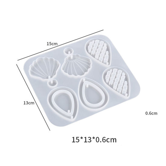 Image de Moule en Silicone Bijoux d'Océan Pendentif Boucle D'Oreille Rectangle Coquilles Blanc 15cm x 13cm, 1 Pièce