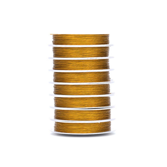 Image de Cordon/Fil en 304 Acier Inoxydable Doré 0.45mm (25 gauge), 1 Rouleau (Env. 25 M/Rouleau)
