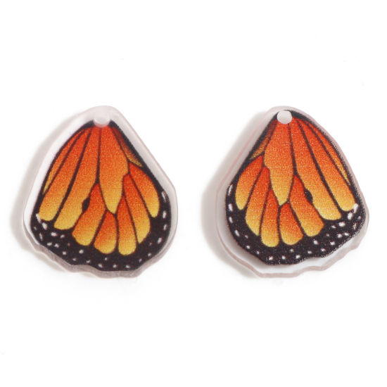 Image de Breloques en Acrylique Insecte Aile de Papillon Orange 20mm x 17mm, 10 Pcs
