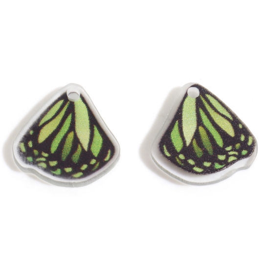 Image de Breloques en Acrylique Insecte Aile de Papillon Olivacé 15mm x 15mm, 10 Pcs
