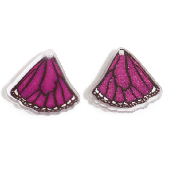 Image de Breloques en Acrylique Insecte Aile de Papillon Violet 21mm x 20mm, 10 Pcs