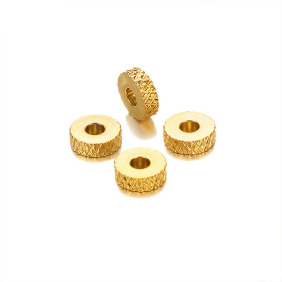 Image de Perles en 304 Acier Inoxydable Plat-Rond Doré 6mm x 2mm, 10 Pcs