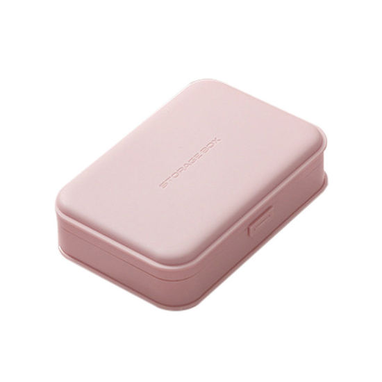 収納ボックス 薄ピンク 長方形 14cmx 9.5cm、 2 個 の画像