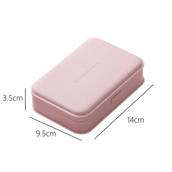 収納ボックス 薄ピンク 長方形 14cmx 9.5cm、 2 個 の画像