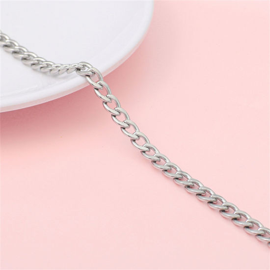1 メートル 304ステンレス鋼 喜平チェーン手作り DIY ジュエリーアクセサリー作りのパーツ シルバートーン 6.2mm、 の画像