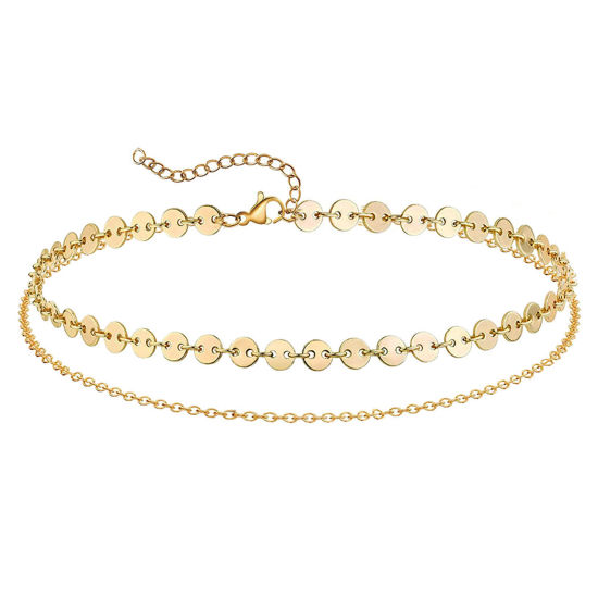 Image de 1 Pièce Chaîne de Cheville Multicouche Chaînes Élégant en 304 Acier Inoxydable Style Ins Doré Pour Femmes Cadeau 25cm long