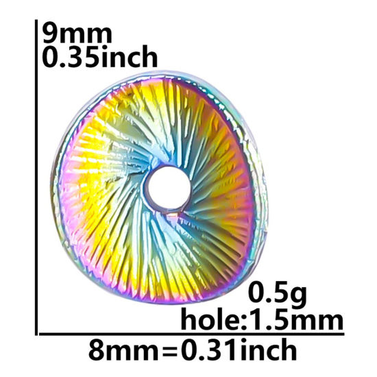 Imagen de Zamak Cuentas para la Fabricación de Joyas con Dijes de Bricolaje Chapado en Color Arco Iris Irregular Aprox 9mm x 8mm, Agujero: Aprox 1.5mm, 10 Unidades