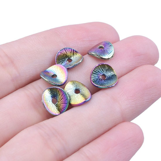 Imagen de Zamak Cuentas para la Fabricación de Joyas con Dijes de Bricolaje Chapado en Color Arco Iris Irregular Aprox 9mm x 8mm, Agujero: Aprox 1.5mm, 10 Unidades