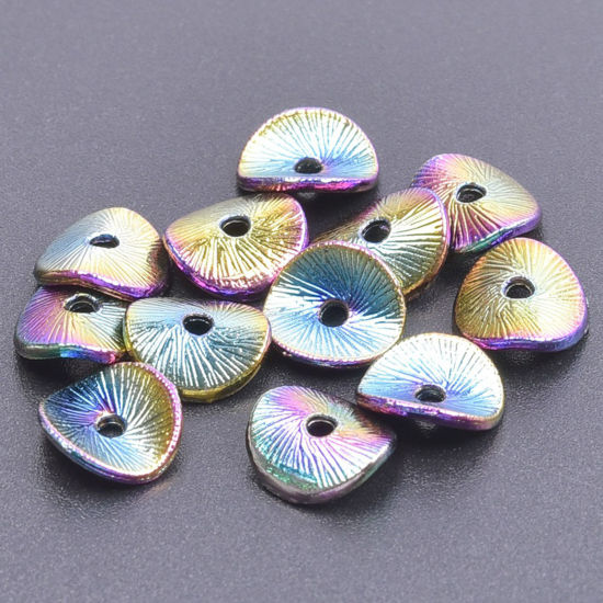 Imagen de Zamak Cuentas para la Fabricación de Joyas con Dijes de Bricolaje Chapado en Color Arco Iris Irregular Aprox 9mm x 8mm, Agujero: Aprox 1.5mm, 10 Unidades
