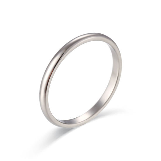 Image de Bagues Non Ajustable en 304 Acier Inoxydable Simple Argent Mat 19.8mm (Taille d'US: 10) , 2mm, 1 Pièce