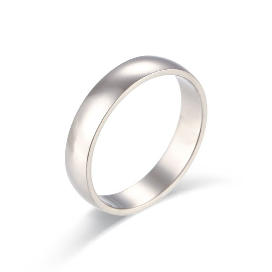 Image de Bagues Non Ajustable en 304 Acier Inoxydable Simple Argent Mat 17.3mm (Taille d'US: 7) , 4mm, 1 Pièce