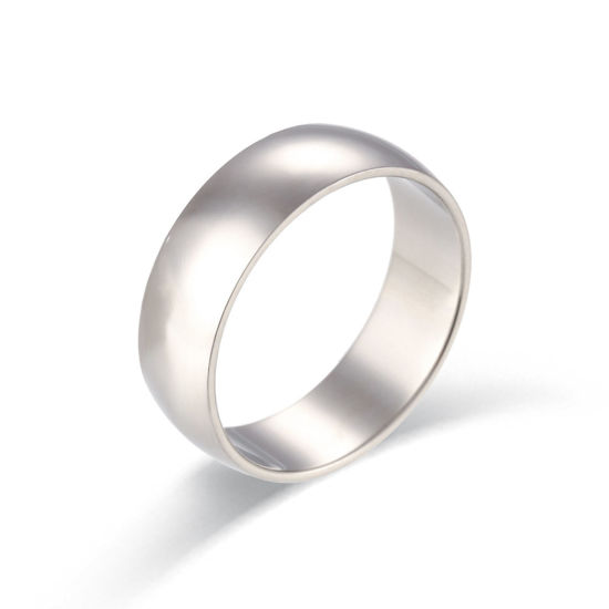Image de Bagues Non Ajustable en 304 Acier Inoxydable Simple Argent Mat 16.5mm (Taille d'US 6) , 6mm, 1 Pièce