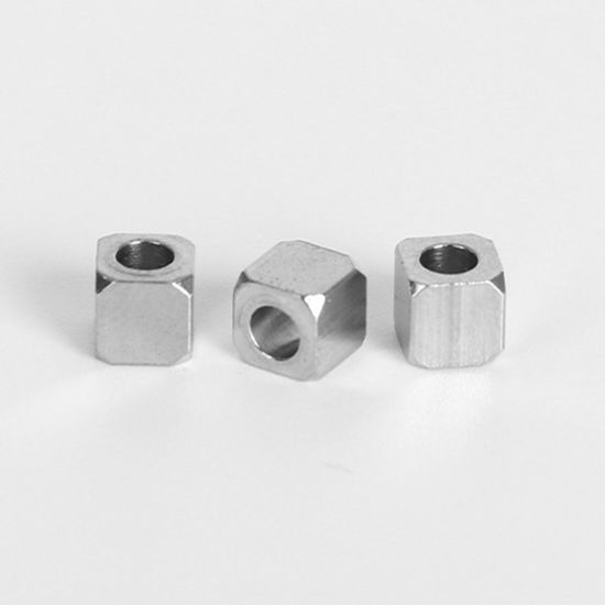 Image de Perles en 304 Acier Inoxydable Cube Argent Mat 8mm x 8mm, Trou: env. 3mm, 20 PCs
