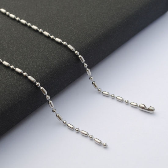 Image de Colliers En Gros Argent Mat en 304 Acier Inoxydable, Chaîne Maille Bambou, Unisexe Minimaliste Cadeau Bijoux pour Détaillants 50cm long, Taille de la Chaîne: 2.4mm, 1 Pièce
