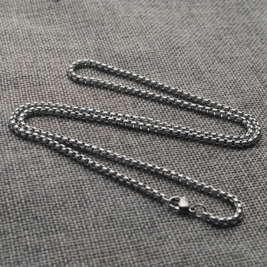 Image de Colliers En Gros Argent Mat en 304 Acier Inoxydable, Chaîne Maille Vénitienne, Unisexe Minimaliste Cadeau Bijoux pour Détaillants 50cm long, Taille de la Chaîne: 2.5mm, 1 Pièce