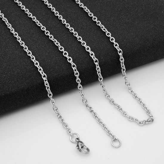 Image de Colliers En Gros Argent Mat en 304 Acier Inoxydable, Chaîne Maille Forçat, Unisexe Minimaliste Cadeau Bijoux pour Détaillants 70cm long, Taille de la Chaîne: 3mm, 1 Pièce