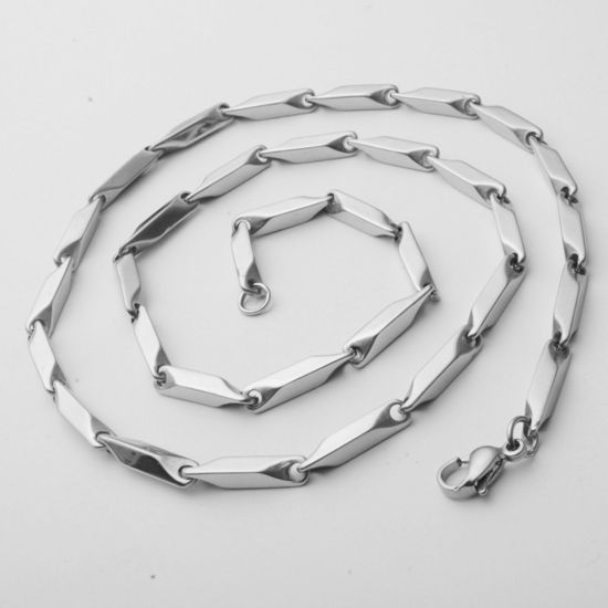 Image de Colliers En Gros Argent Mat en 304 Acier Inoxydable, Chaîne de Bâton Torsadé, Unisexe Minimaliste Cadeau Bijoux pour Détaillants 50cm long, Taille de la Chaîne: 3mm, 1 Pièce