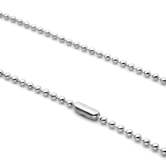 Image de Colliers En Gros Argent Mat en 304 Acier Inoxydable, Chaîne Maille Bille, Unisexe Minimaliste Cadeau Bijoux pour Détaillants 65cm long, Taille de la Chaîne: 2.4mm, 1 Pièce