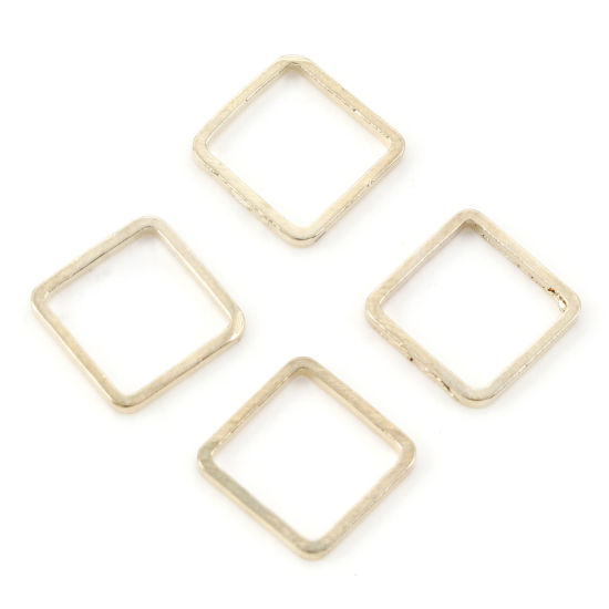 Image de Connecteurs Série Géométrie en Laiton Plaqué Or KC Carré 10mm x 10mm, 20 Pcs