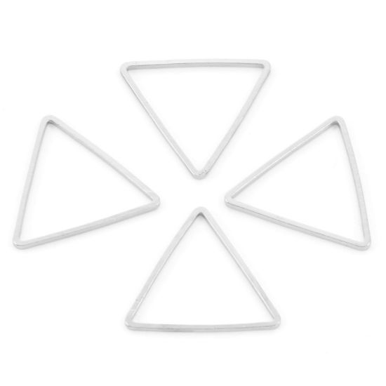 Image de Connecteurs Série Géométrie en Laiton Argent Mat Triangle 20mm x 18mm, 20 Pcs