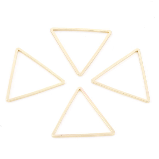 Image de Connecteurs Série Géométrie en Laiton Plaqué Or KC Triangle 24mm x 21mm, 20 Pcs
