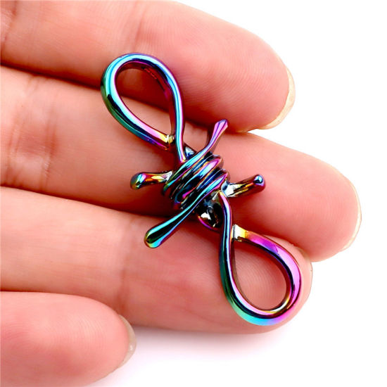 Bild von Zinklegierung Religiös Verbinder Knoten Regenbogenfarbe Plattiert Symbol von Unendlich 45mm x 19mm, 4 Stück