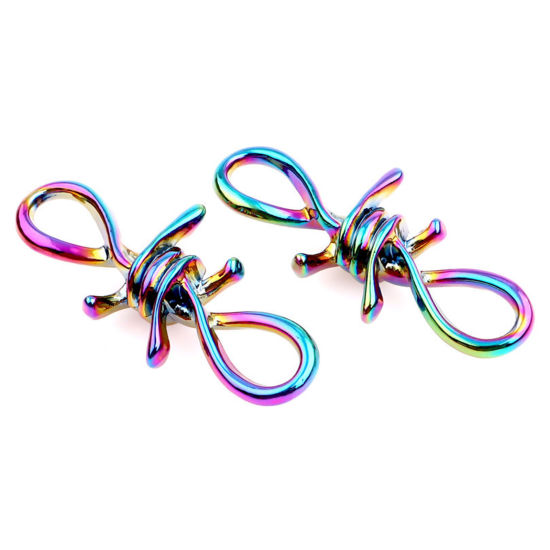 Bild von Zinklegierung Religiös Verbinder Knoten Regenbogenfarbe Plattiert Symbol von Unendlich 45mm x 19mm, 4 Stück