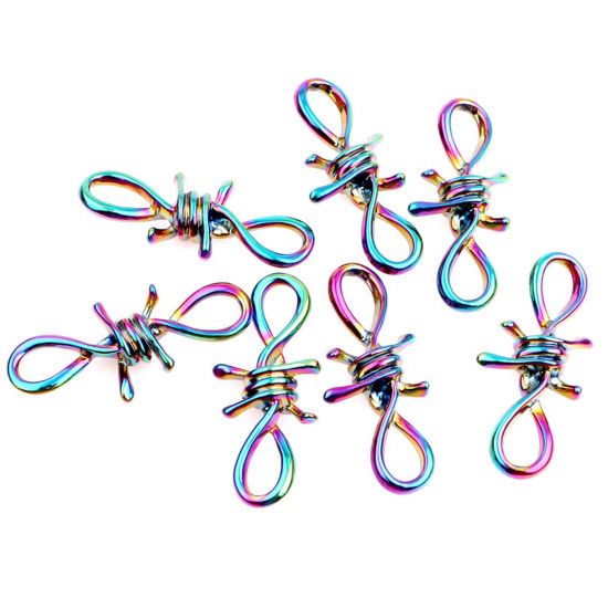Bild von Zinklegierung Religiös Verbinder Knoten Regenbogenfarbe Plattiert Symbol von Unendlich 45mm x 19mm, 4 Stück